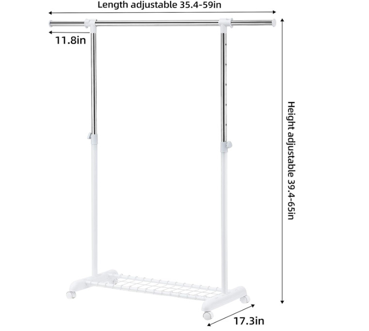Perchero ajustable para colgar ropa, perchero resistente con ruedas, perchero ro