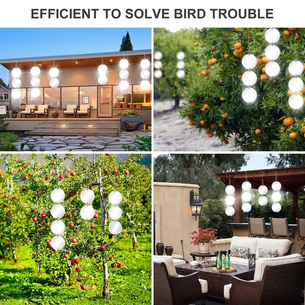 30 Pack Bird Scare Discs Set- Highly Reflective Double-Sided Bird Reflectors