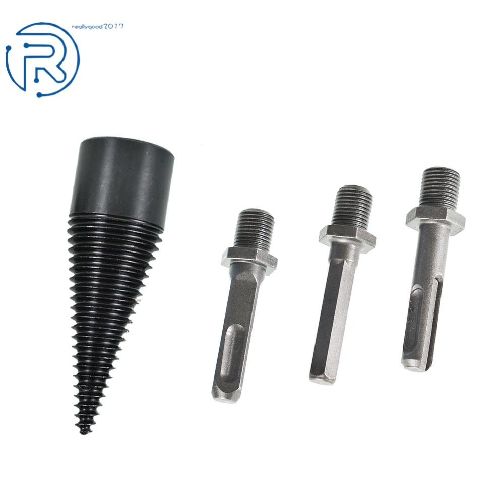 3pcs Removable hex+Square+Round 32mm Firewood Log Splitter Drill Bit Set,