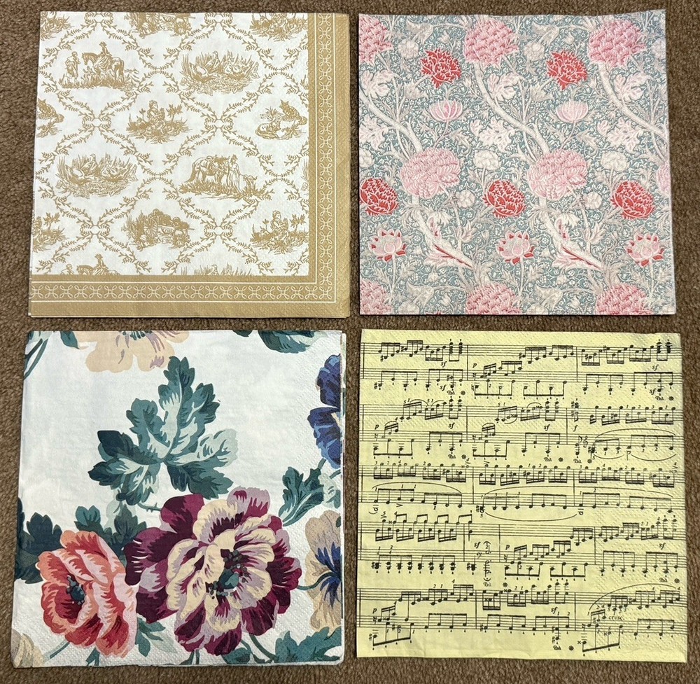 4 Designs Paper Napkin Set for Decoupage - Assorted