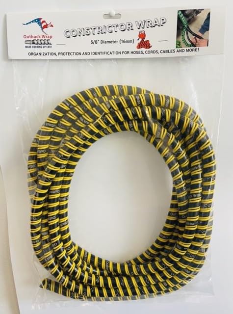 Outback Wrap Constrictor | Hose Protector & Tagging Wrap 16mm x 20ft Yellow