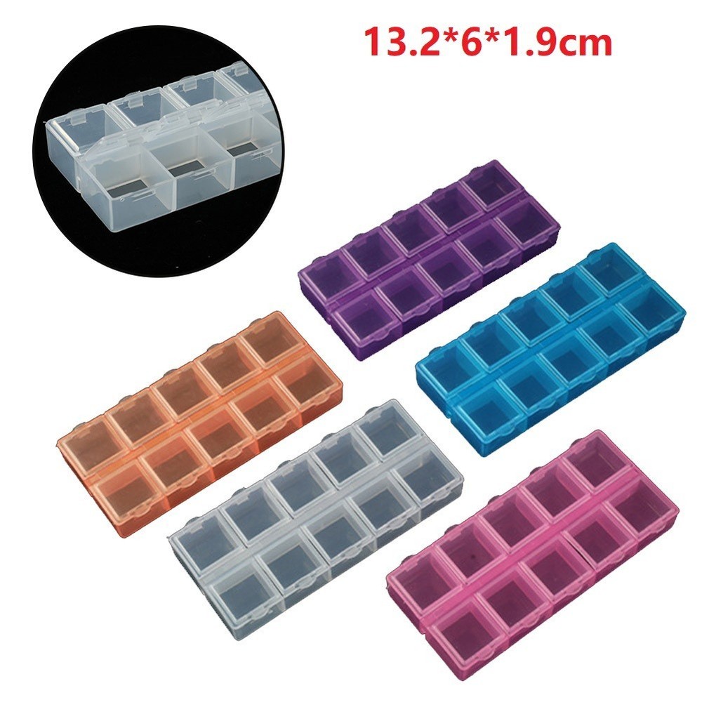 Dustproof Storage Box Compartment Rectangle Screw Transparent 10 Grids