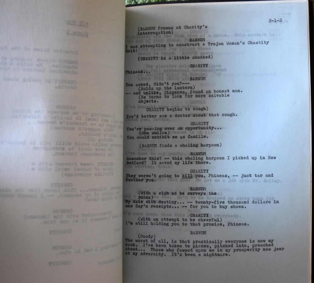 1980 " Barnum " Musical Original Screenplay Script
