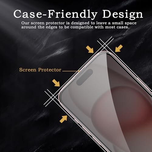 Privacy Screen Protector for iPhone 15, Shatterproof Tempered Glass