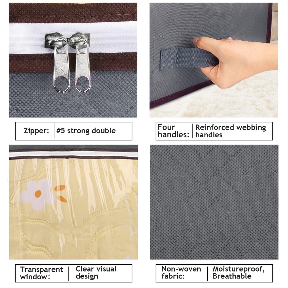 Budding Joy 90L Under Bed Storage Containers, Closet Organizers 4 Pack, Grey