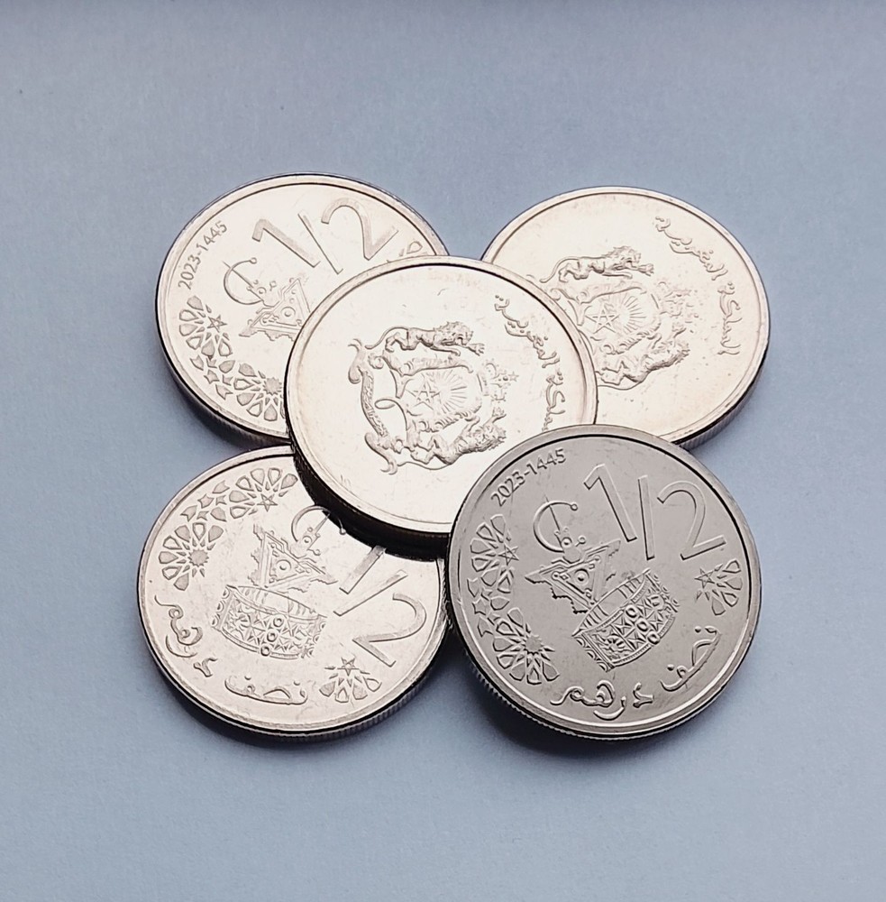 Morocco 1/2 Dirham 2023 Lot x 5 Coins UNC