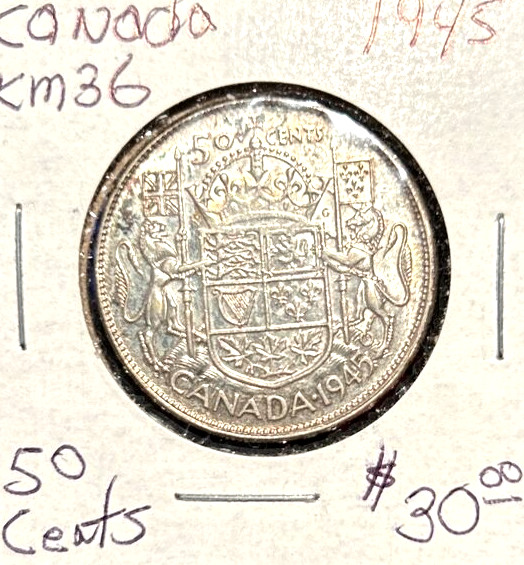 Canada 1945 half dollar KM 36 AU