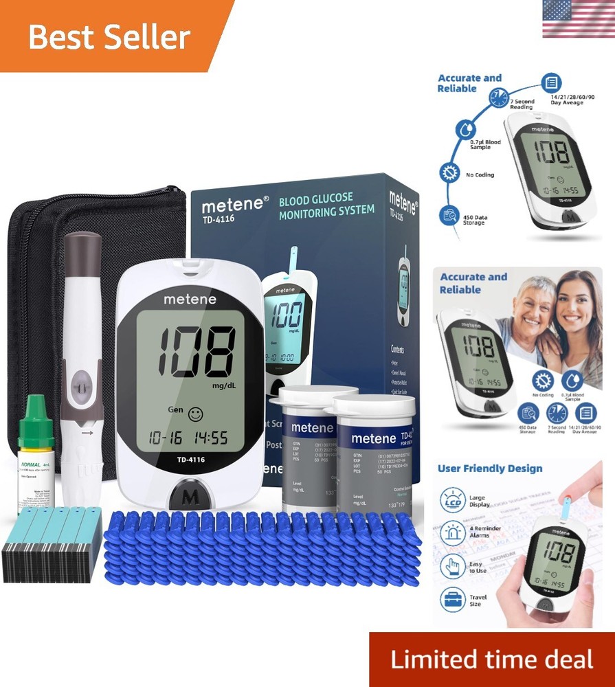 Advanced TD-4116 Blood Glucose Kit - No Coding, Large Display, Control Solution
