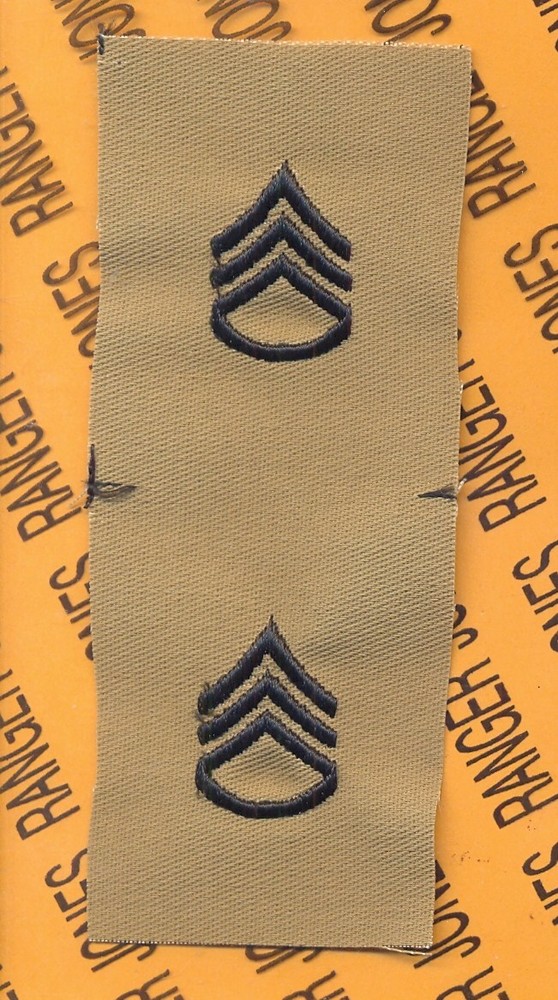 US ARMY Enlisted STAFF SERGEANT SSG E-6 Desert DCU rank patch set