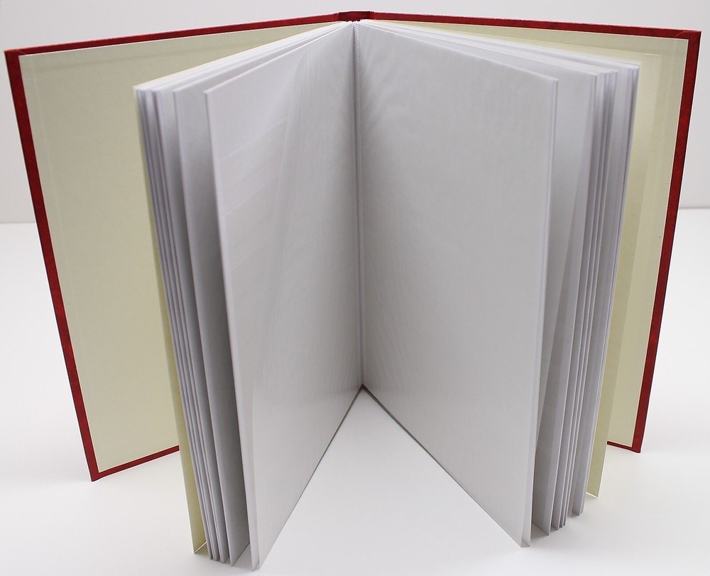 RED 32 Page Hardcover Stamp Stock Book, WHITE Pages, Double Glassine, 9 Strips