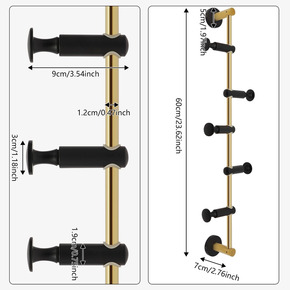 Coat Rack with 5 Adjustable Hooks Wall Mounted Vertical Coat Rack Coat Rack