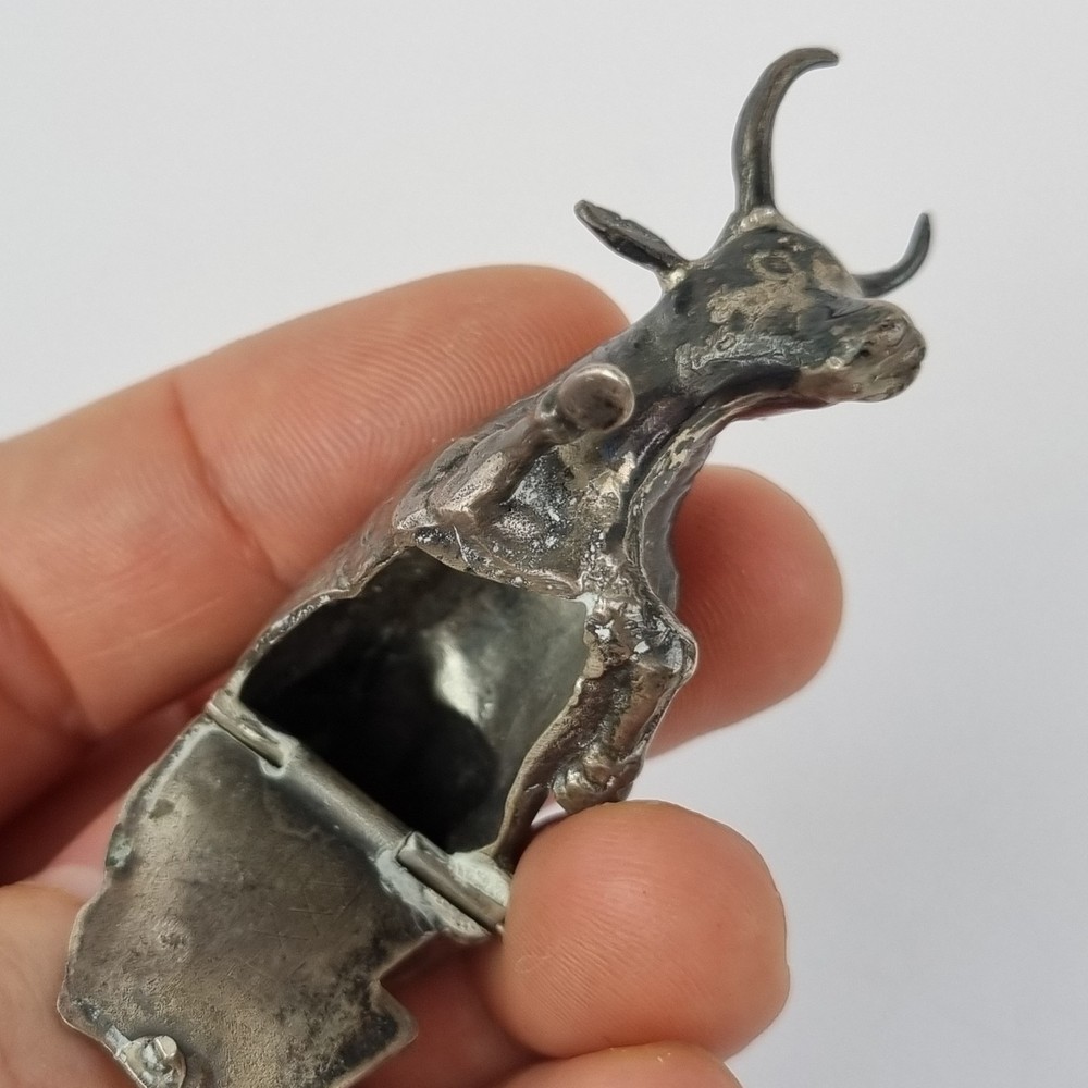 Antique Solid Silver Snuff Box? Shape Lying Cow Berthold Muller 1903 A/F