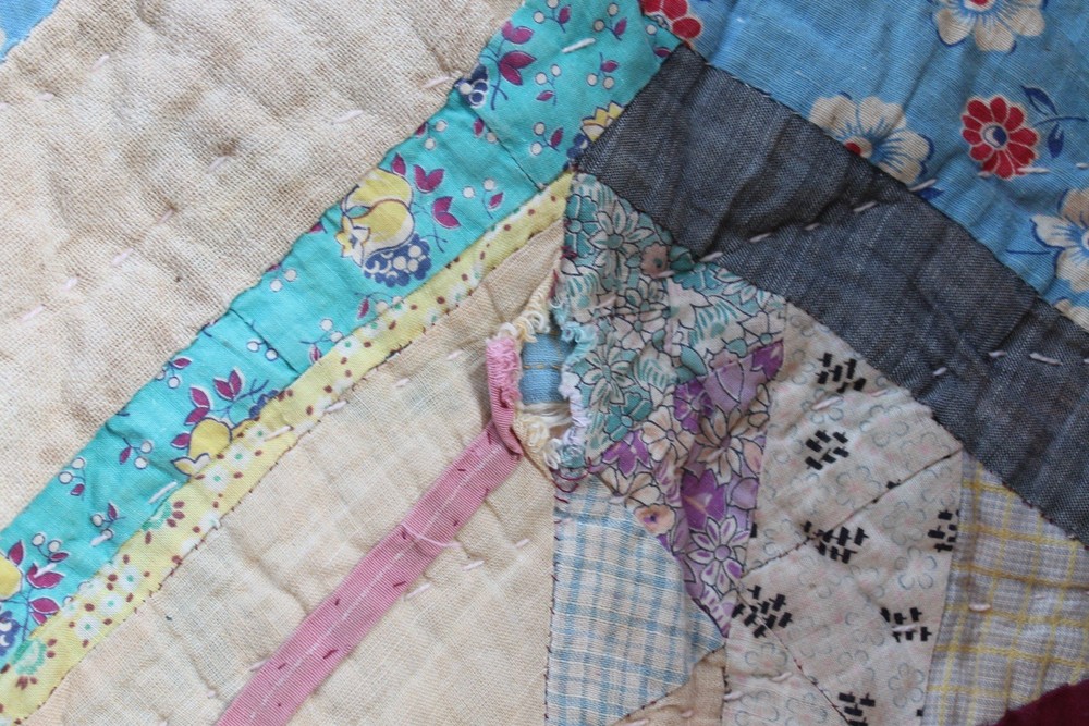 Antique Double Sided Scrap Frame Medallion Patchwork Quilt RARE