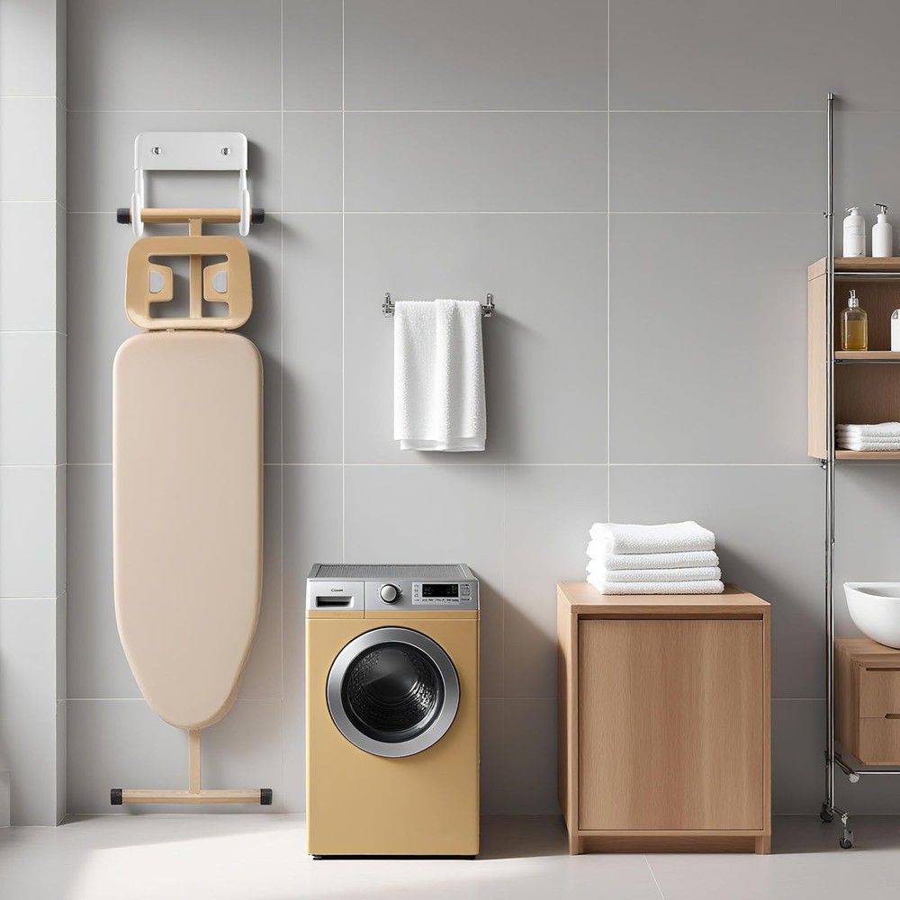 Ironing Board Holder, Sturdy and Space-Saving Small, White