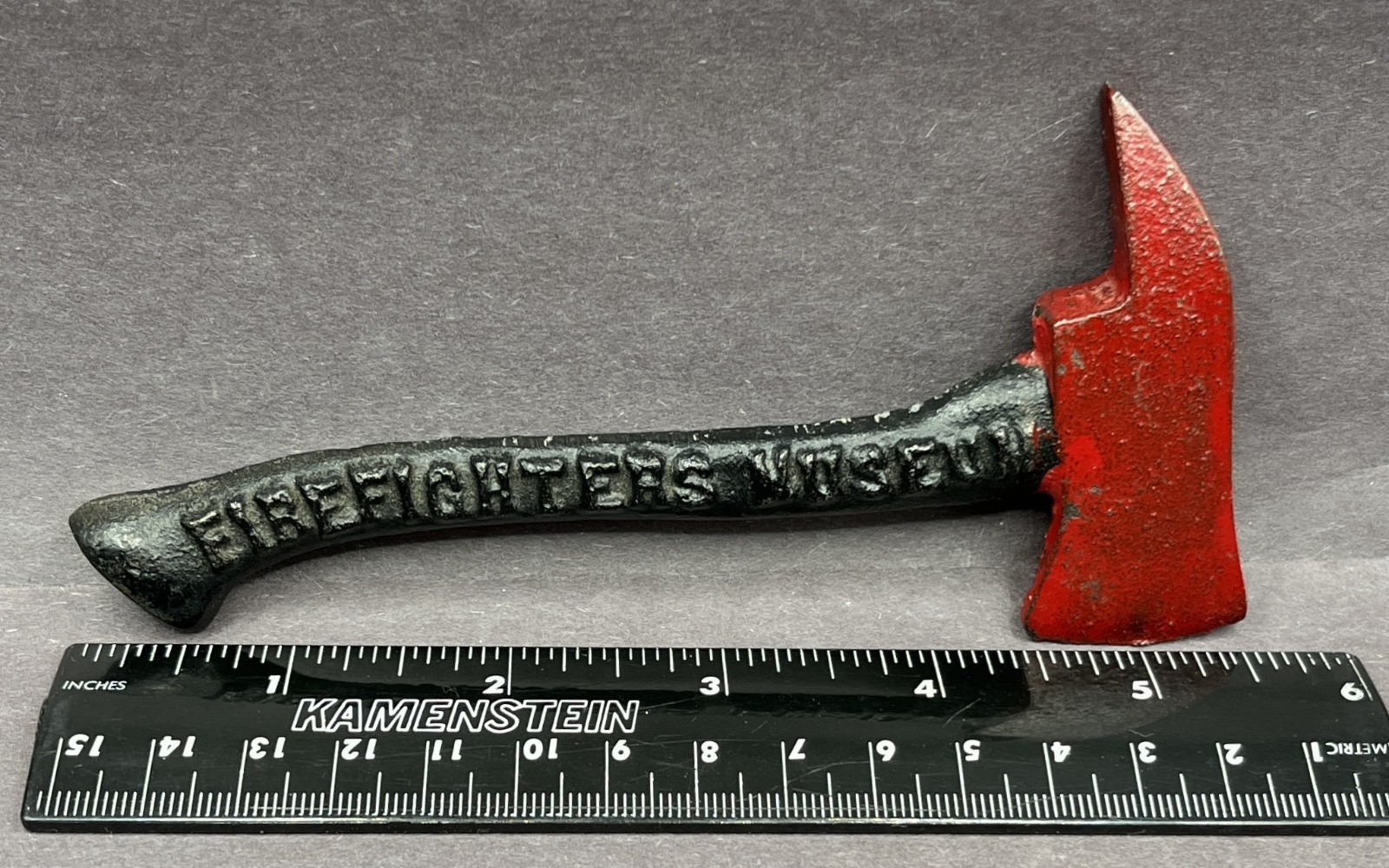 Vintage Firefighters Museum Nova Scotia Cast Iron Souvenir Axe Paperweight