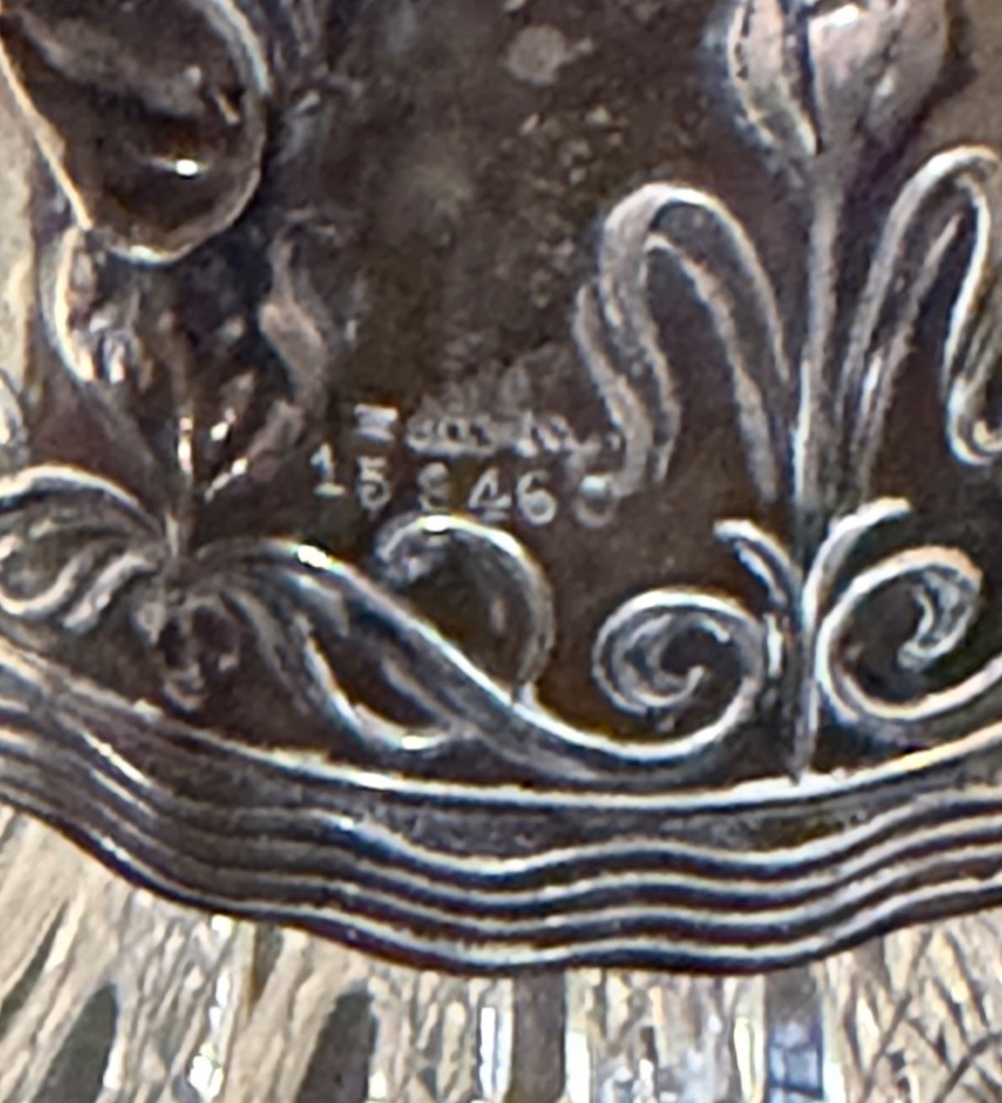 Antique 800 Sterling Silver Claret Crystal Jug 10"