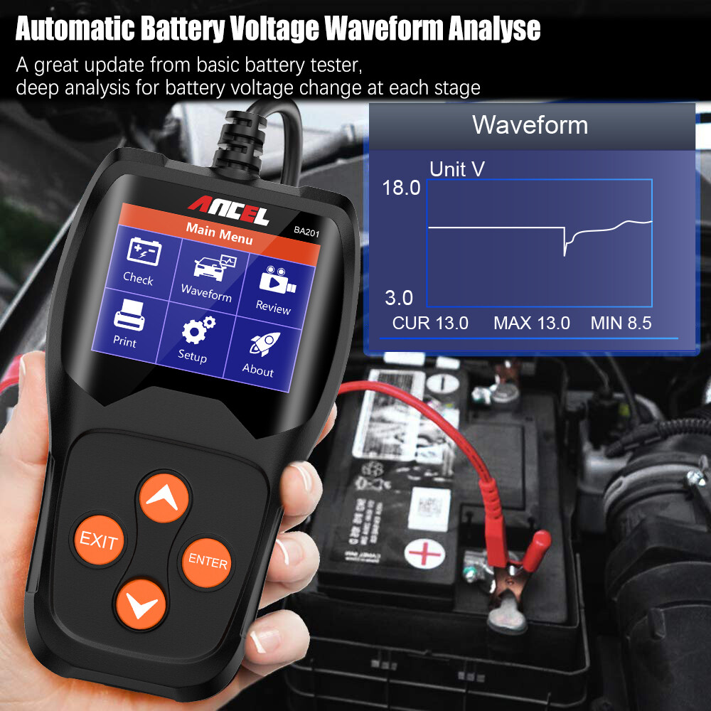 ANCEL BA201 Battery Load Test Starter Cranking Charging System Digital Analyzer
