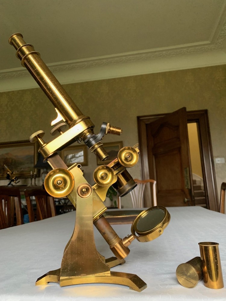Large Antique C. Baker No. 2 - Compound Bar-limb Brass Microscope - circa 1860