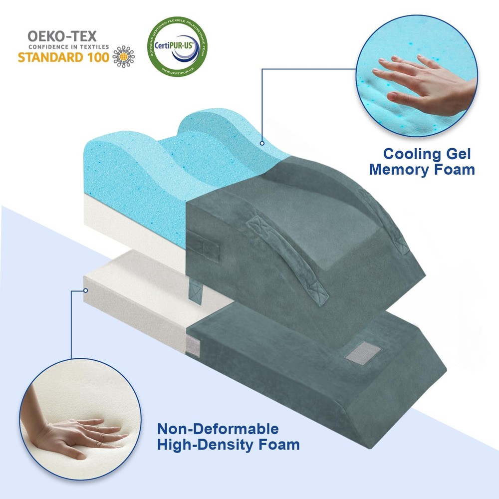 Adjustable Leg Elevation Pillows for After Surgery, Ergonomic Curve Keeps Kne...