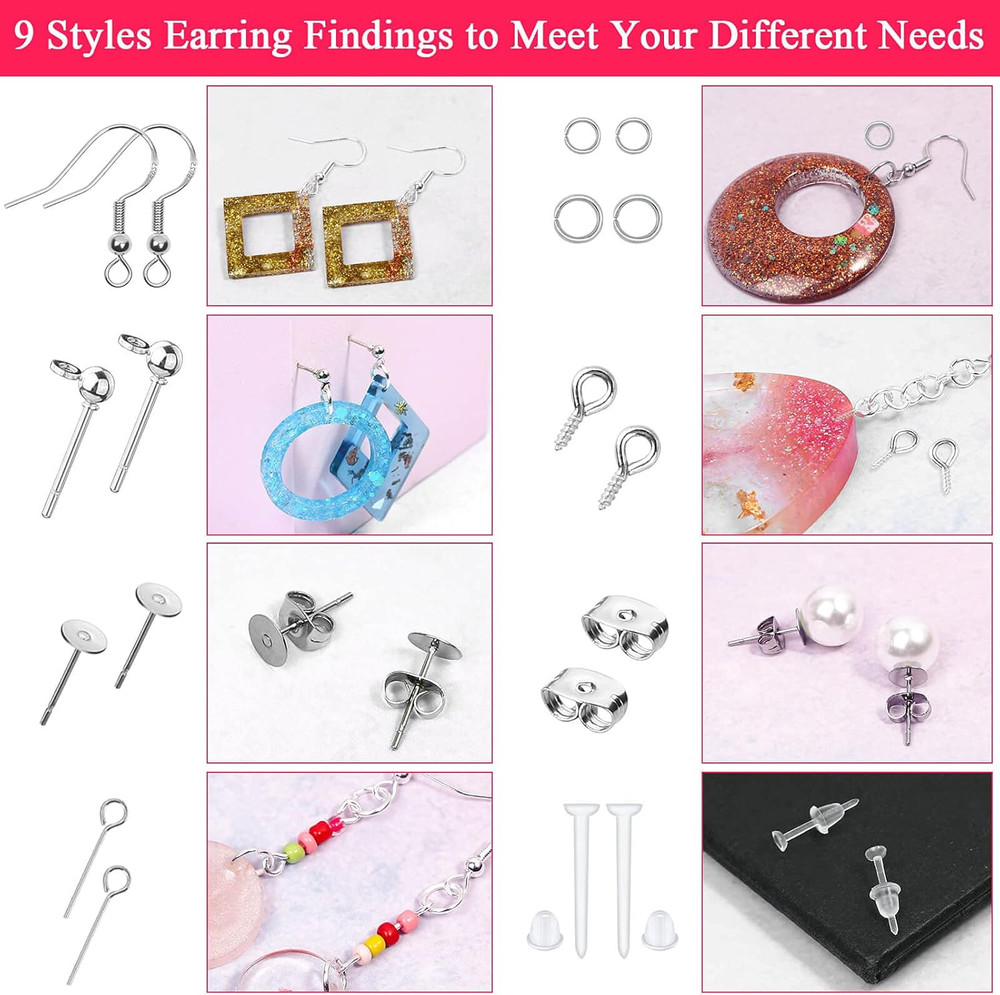 Earring Making Kit - 2393 Pcs Hypoallergenic Earring Hooks, Posts, Backs, Studs