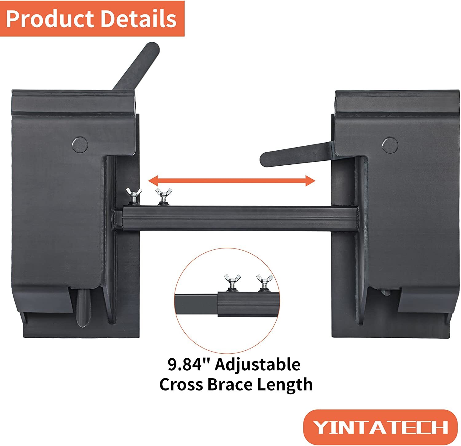 Quick Tach Conversion Adapter Attach W/ Adjustable Cross Brace Skid Steer 4000lb