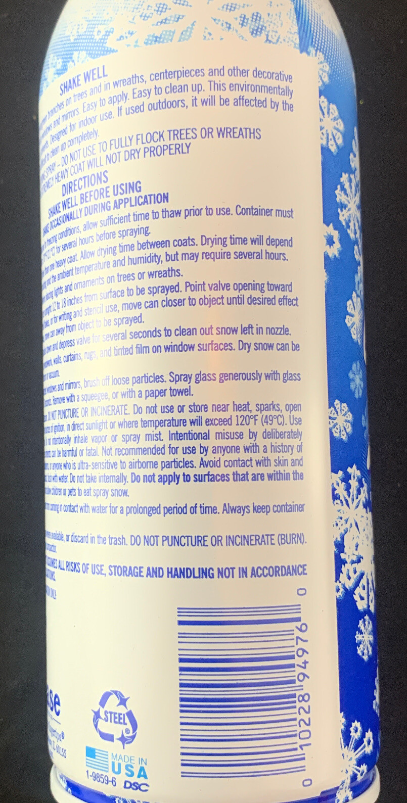 Santa Snow Spray Aerosol Snow 9oz Can Crafts Wedding Fake Artificial Christmas