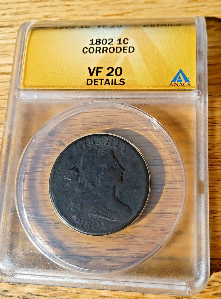 1802 Draped Bust U.S. large cent- VF 20 ANACS Details