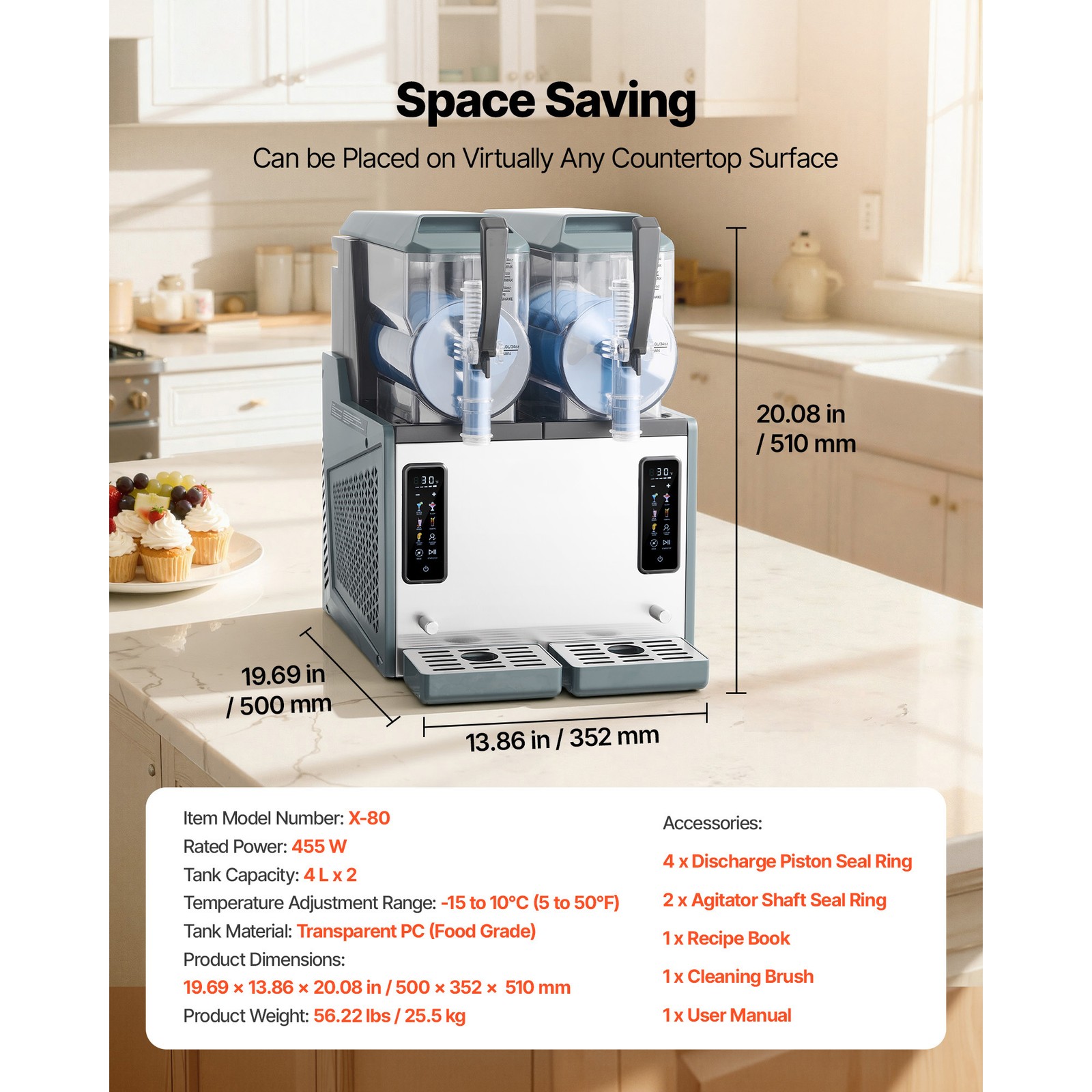 Uimoso Dual-Tank Frozen Drink Maker with 4L Capacity for Slushies and Beverages