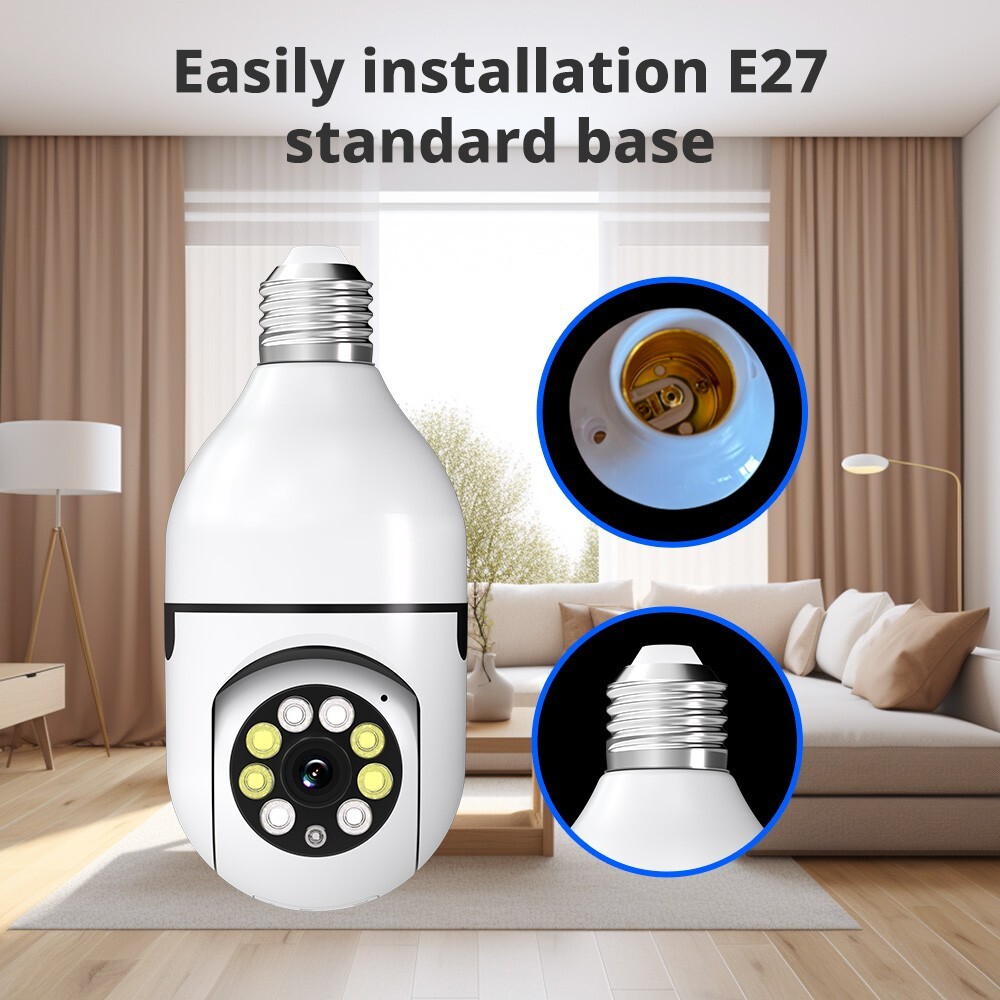 1080P E27 Light Bulb Security Camera Wireless WiFi Camera 360°Night Vision Home