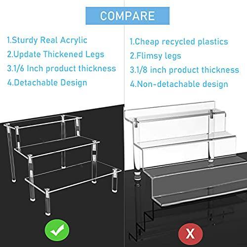 Acrylic Display Risers,Clear Display Risers Stand Small Mini Shelf 3 Tiered
