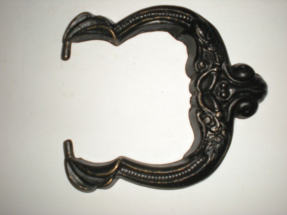 vtg Ornate Solid Thick Iron Bald Eagle Front Door Knocker Gold Black Very Large