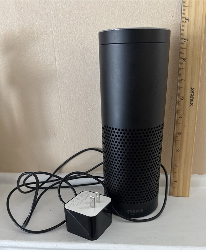 Amazon Echo 1st Gen Alexa Smart Speaker Black w/ Power Adapter Tested Working