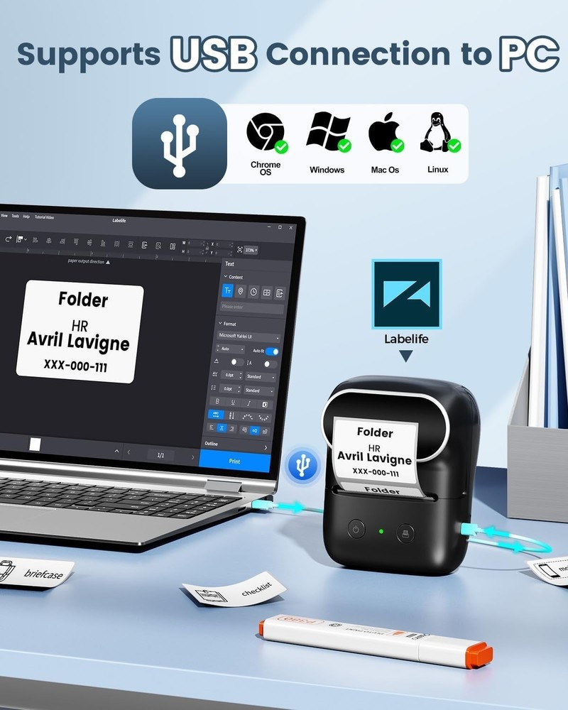 M108 2-Inch Bluetooth Label Maker - Portable Inkless Printer for All Projects