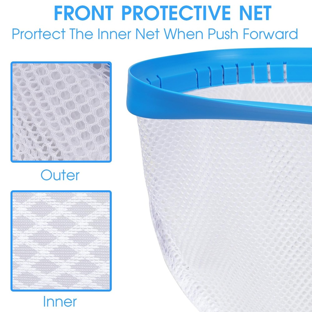 Netting DoubleLayer Pool Net 18in Heavy Duty Leaf Rake Skimmer