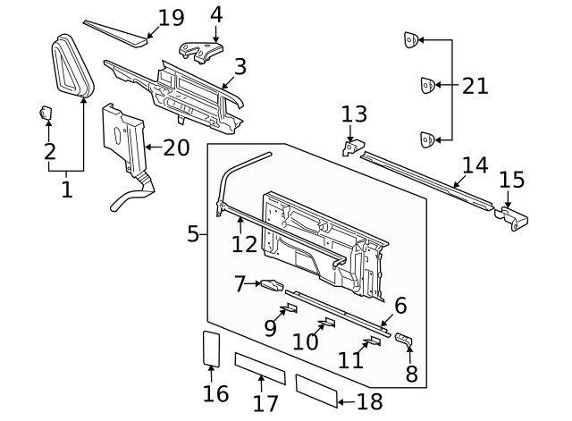 Genuine GM Primed Driver Side Cargo Box Bridge Side Inner Panel 88944310