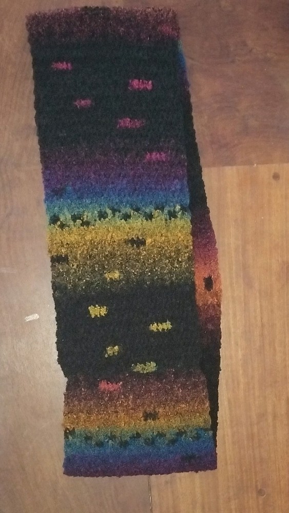 Handmade Multicolor Knit Infinity Scarf with Gradient Pattern