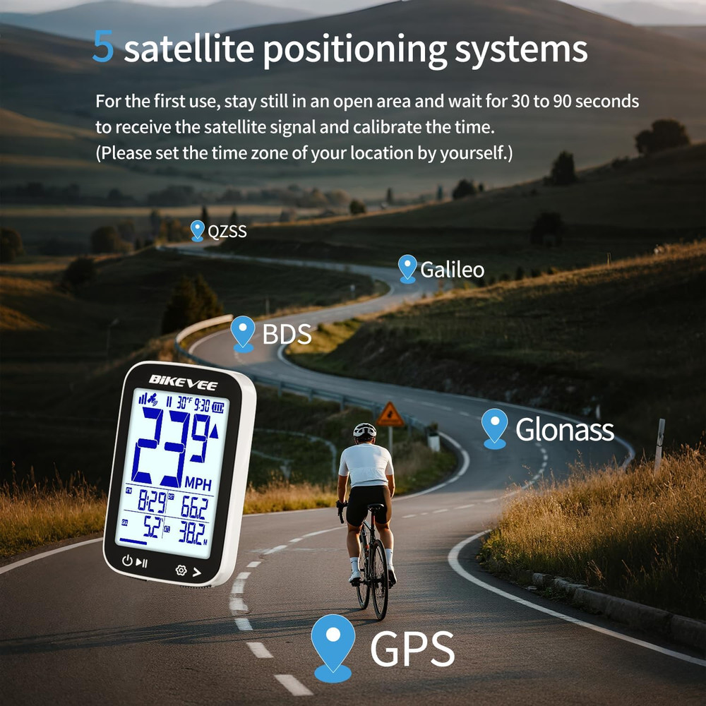 Bike Speedometer GPS Wireless Cycling Computer – Auto Start/Stop, Auto Backlight