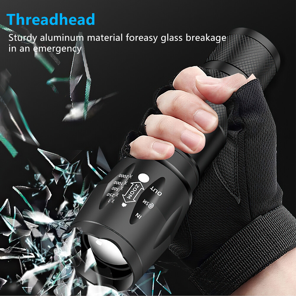 2-Pack Super-Bright 90000LM Light Lamp LED Tactical Flashlight 5 Modes Zoomable