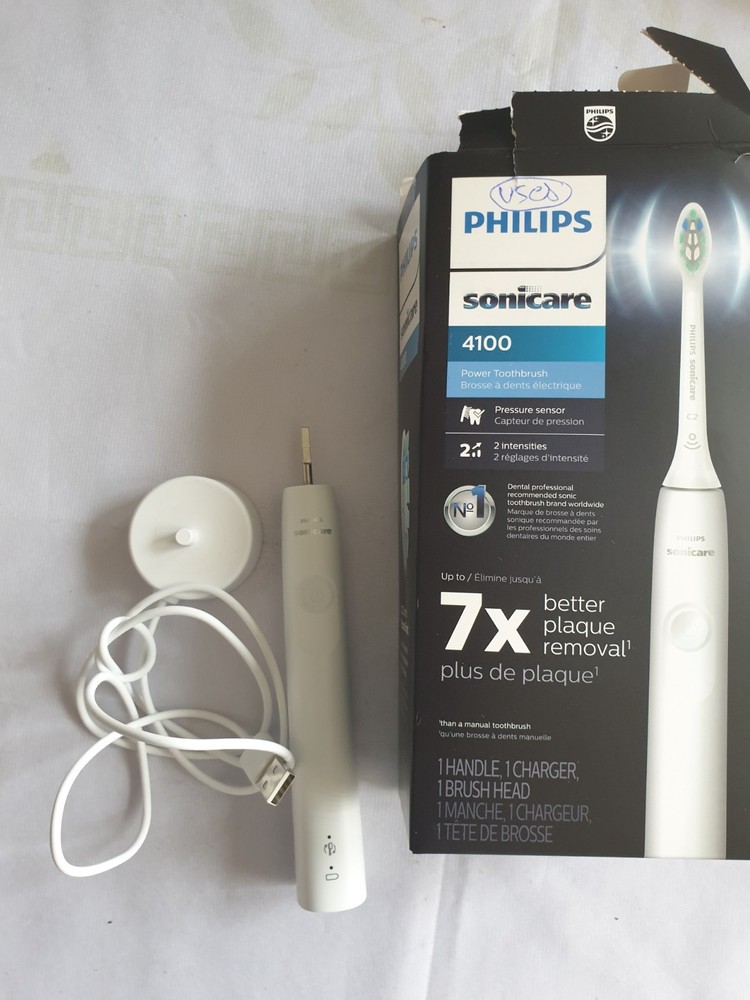 Philips Sonicare 4100 Electric Toothbrush Handle White ((☝️USED))