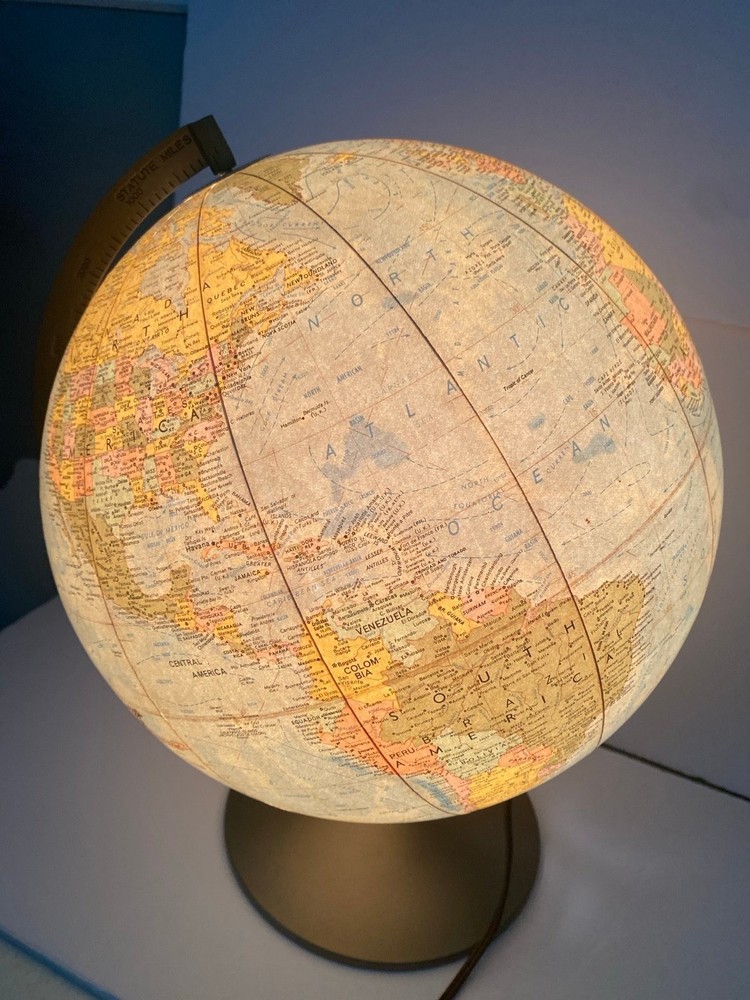Vintage Replogle Light Up Comprehensive World Globe 12” Diameter