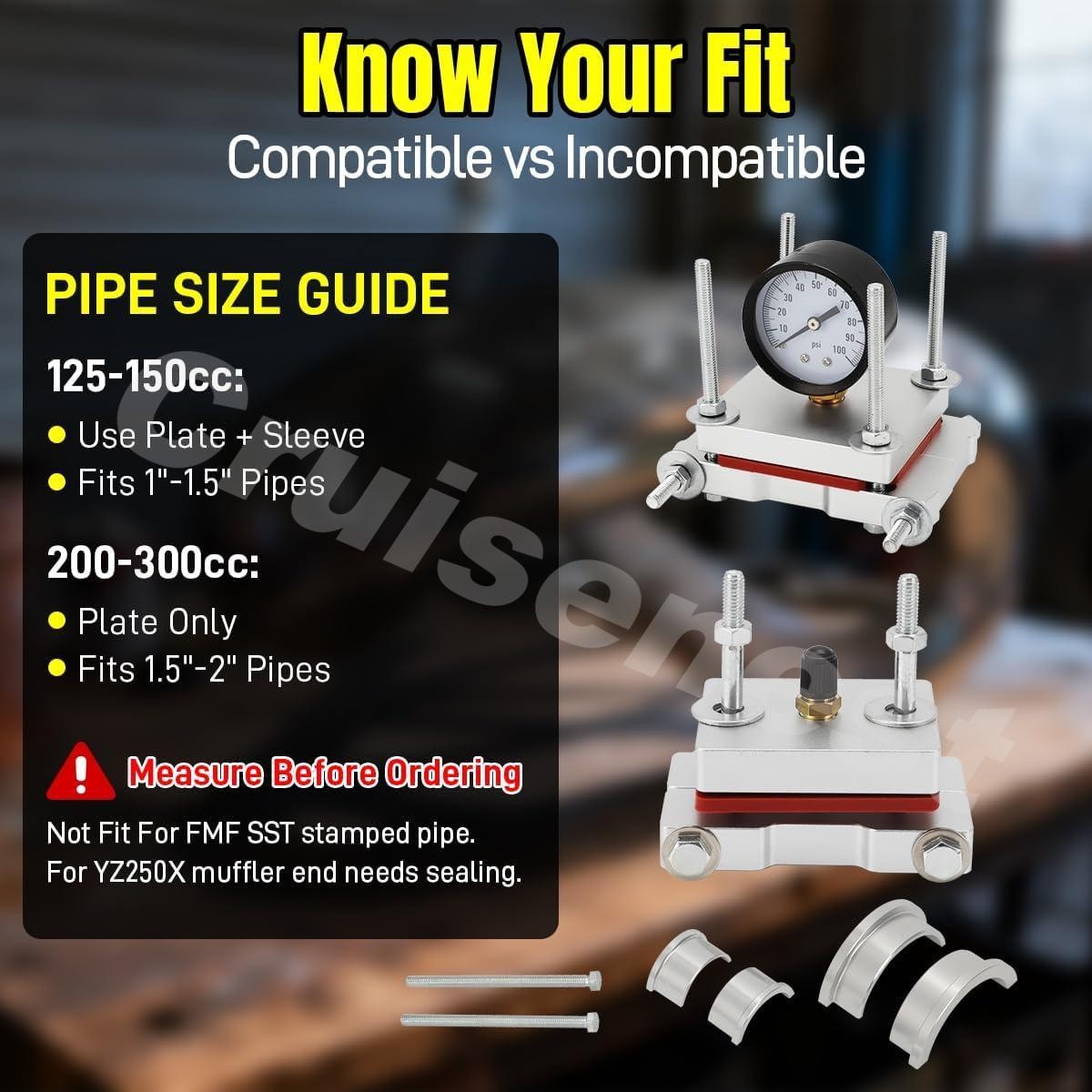 2 Stroke Pipe Dent Repair Kit For Yamaha YZ250 125-300cc w/100psi Pressure Gauge