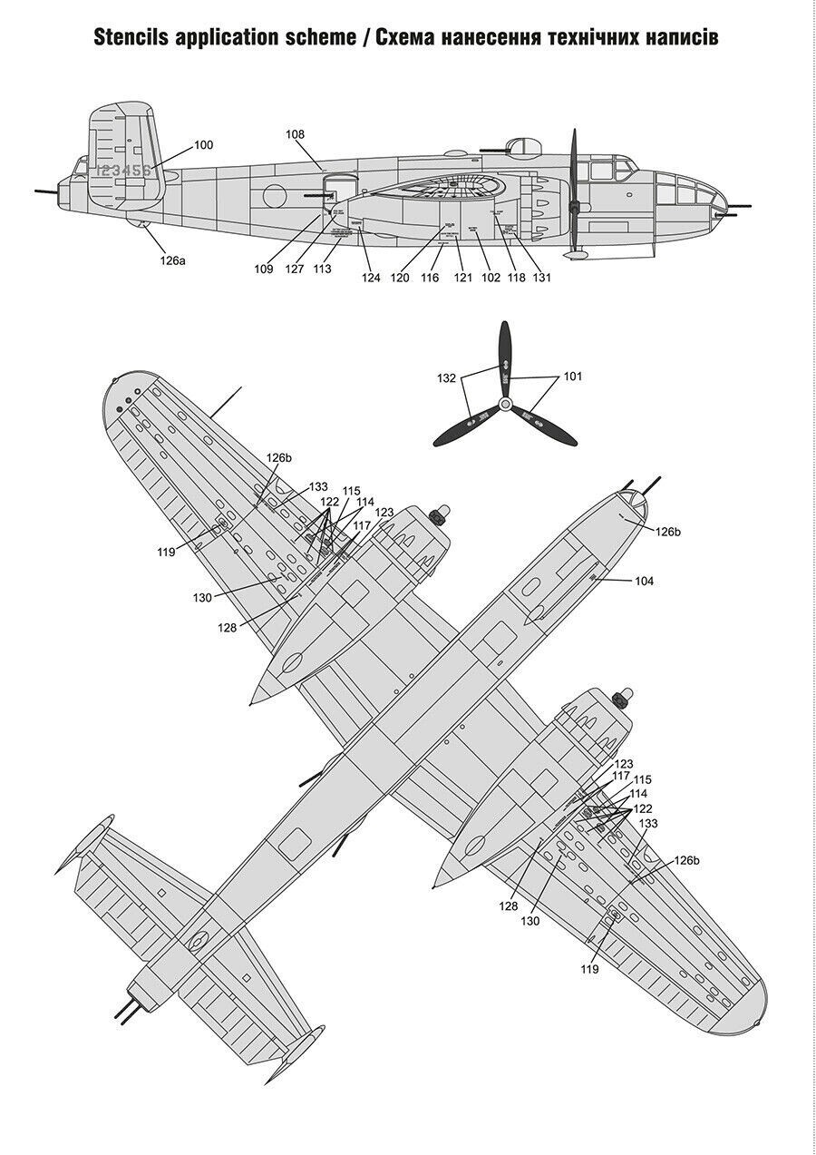 Decals North American B-25G/H/J Mitchell Late Part IV FOXBOT 48-044A Scale 1:48