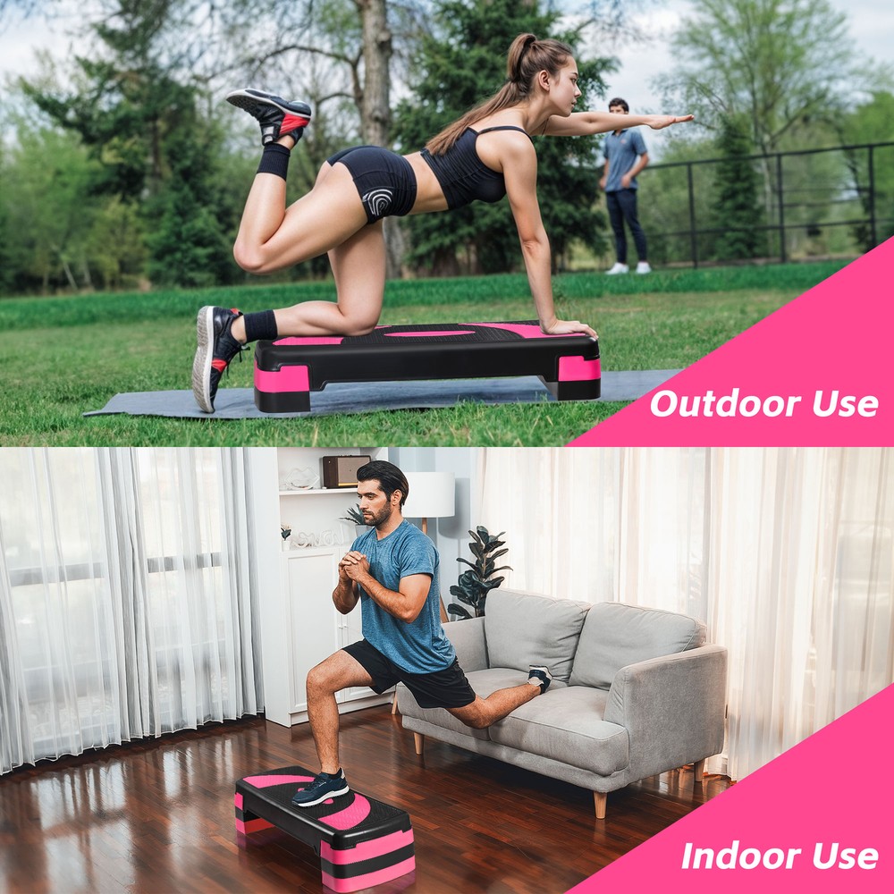 31" Adjustable Exercise Workout Aerobic Stepper Platform Trainer 3-Level Pink