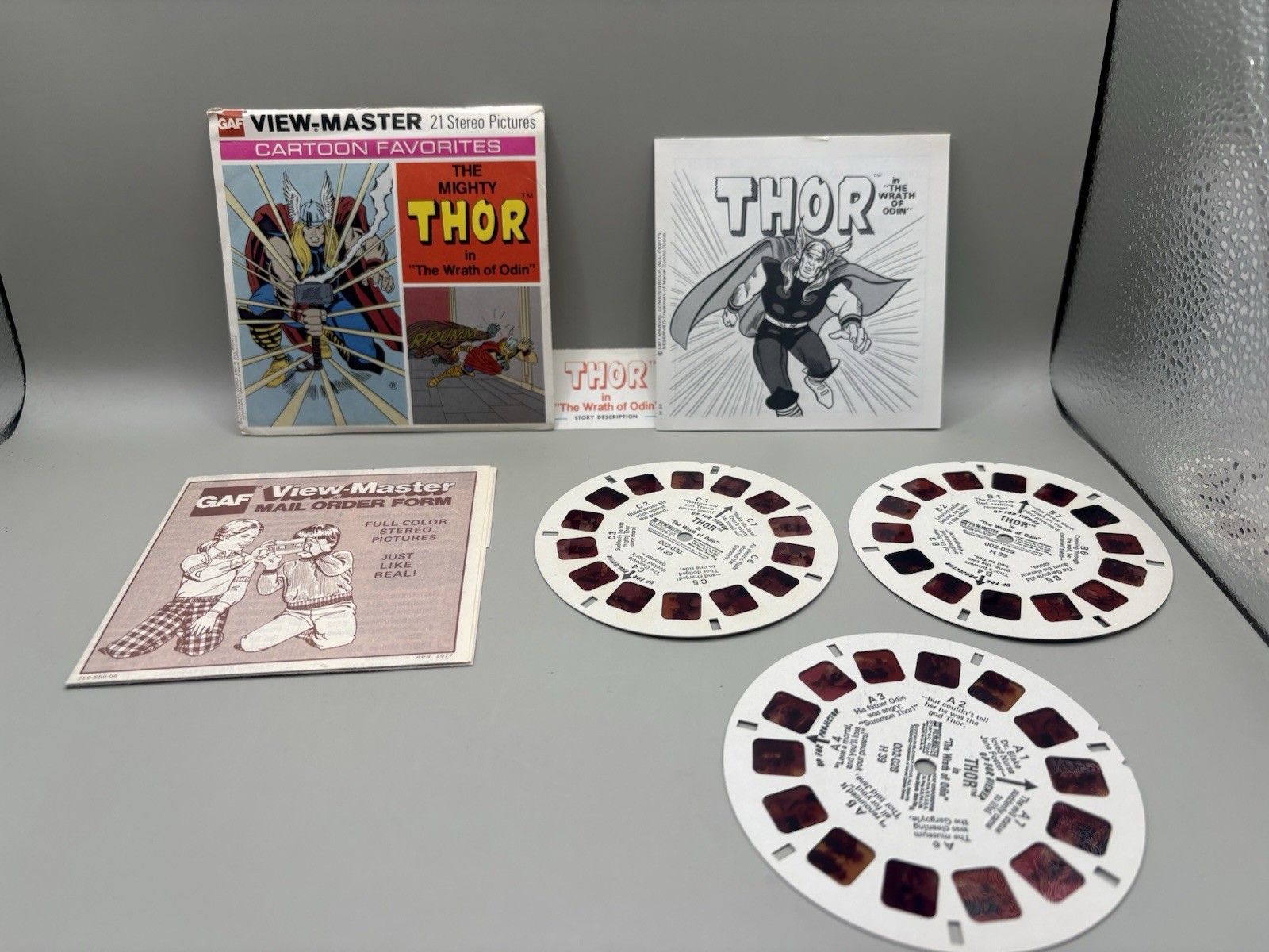 1977 Thor View Master Packet H39 3 Reel Set & Book Marvel Comics Wrath of Odin