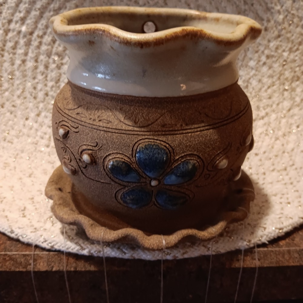 Terry Myhren Wall Hanging Windchime Blue Planter