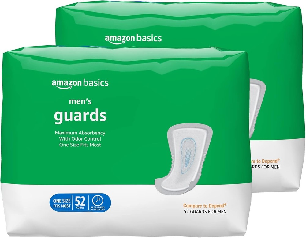 Amazon Basics 104 Pack Guards White Men's  Incontinence Guards