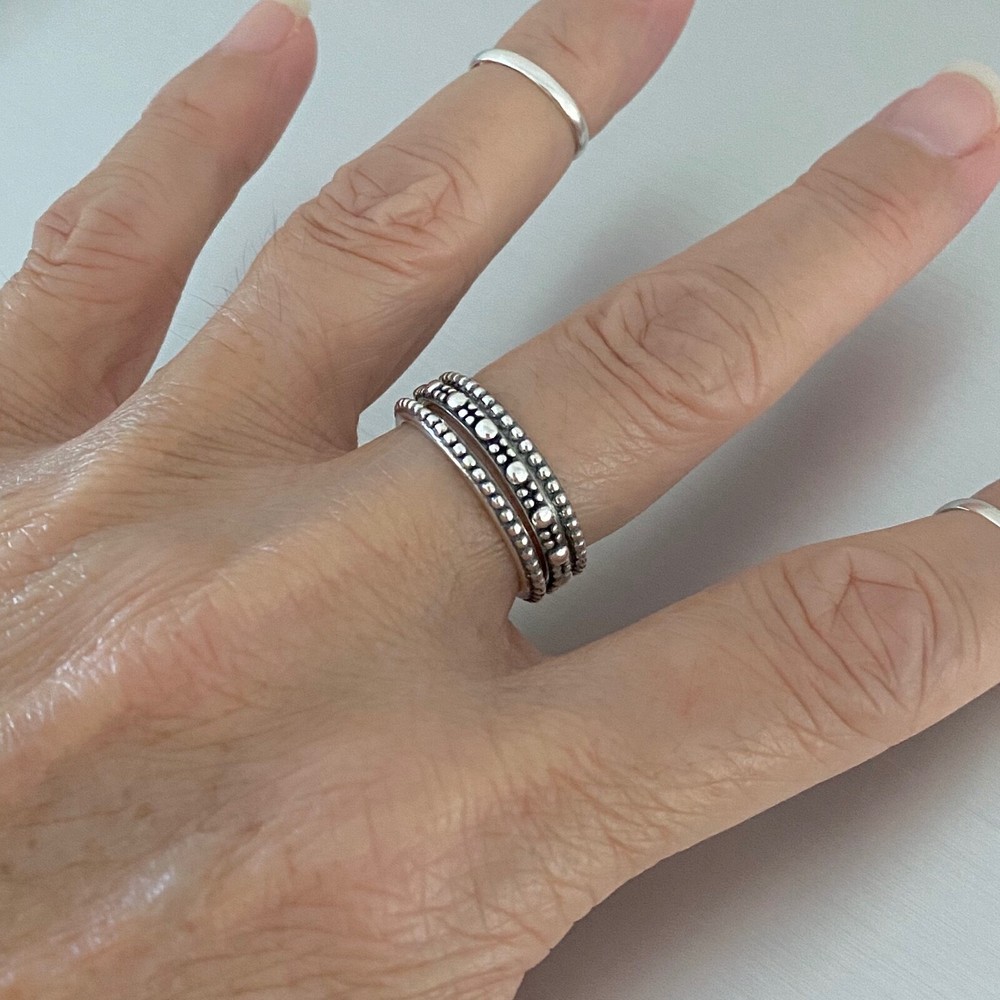 Sterling Silver Bali Design Ring, Stackable Ring, Beads Ring, Silver Ring, Dots