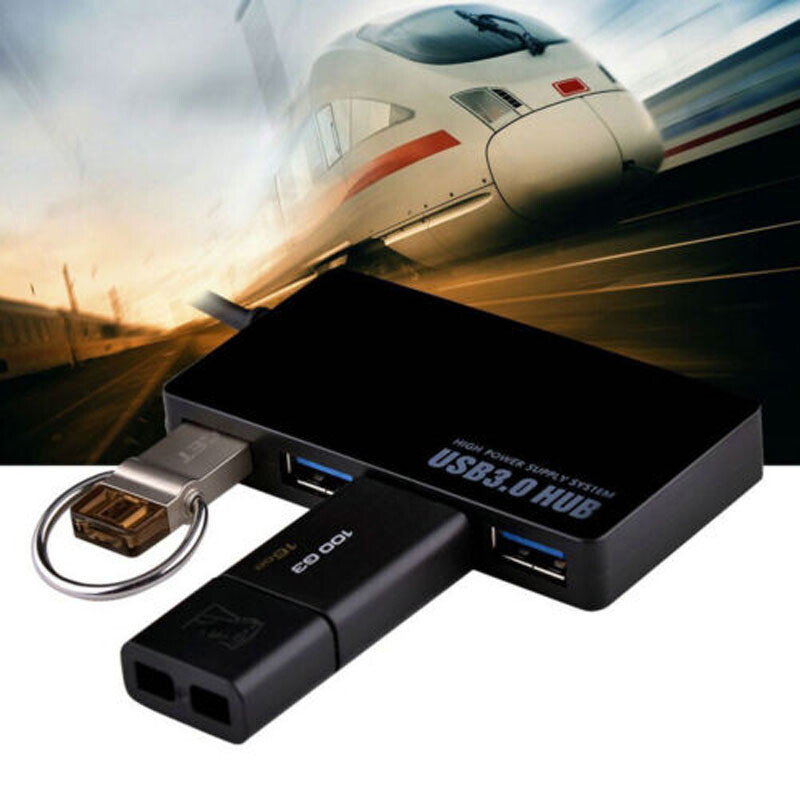 4-Port USB 3.0 Hub 5Gbps Portable Compact PC Mac Laptop Notebook Desktop
