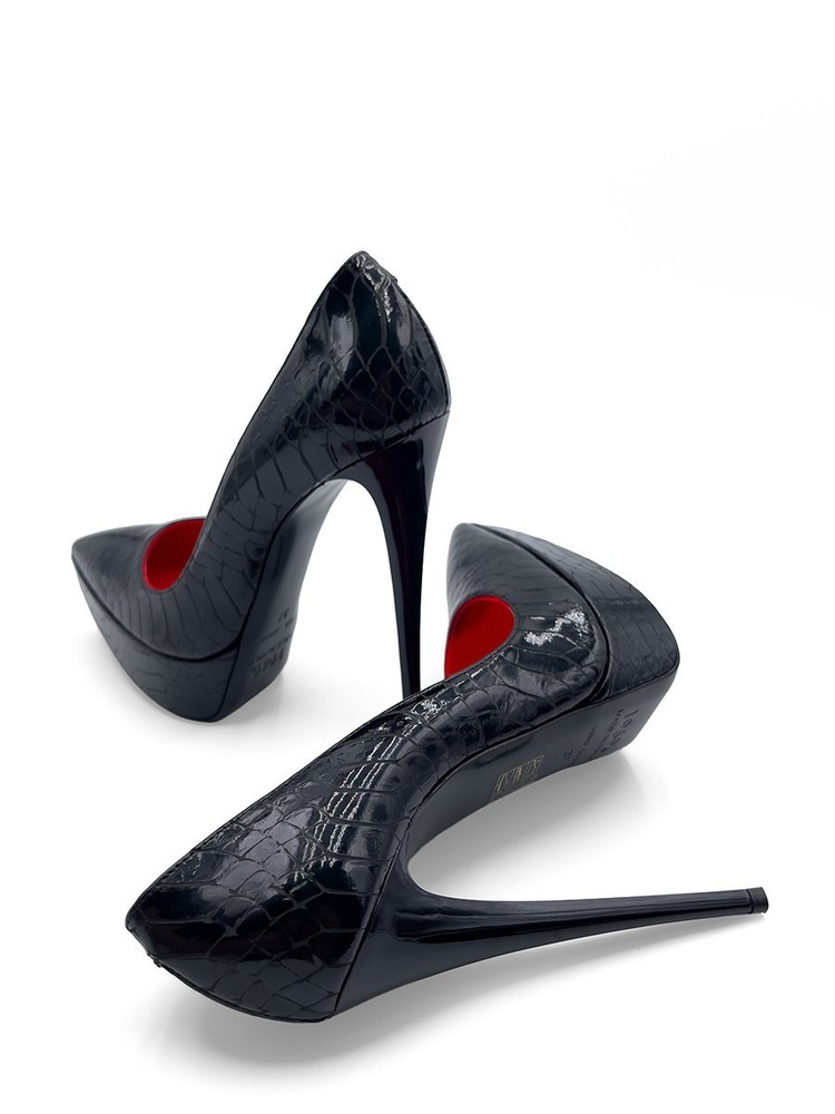 1969 Made in Italy Z112 Hot Chick Stiletto Platform Pumps Python Stamp...