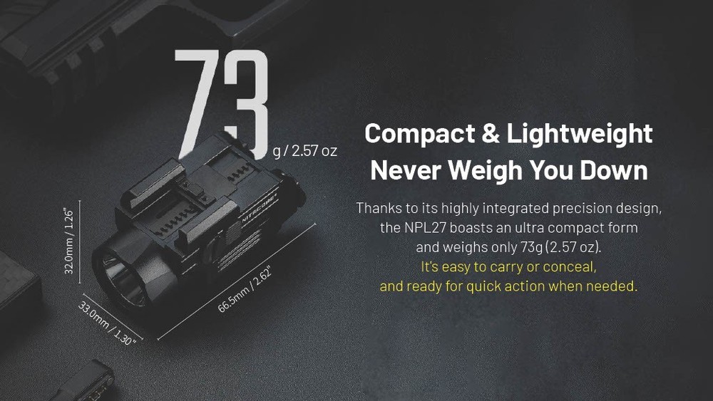 Nitecore NPL27 650 Lumen Rechargeable Long-Throw Compact Rail Mount Flashlight